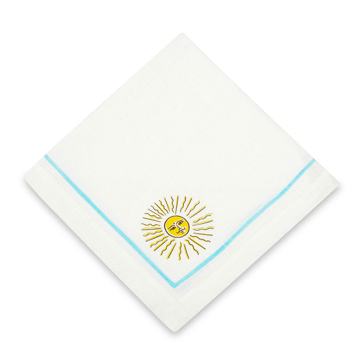 SMIRKING SUN - TURQUOISE TABLE NAPKIN SET OF 4