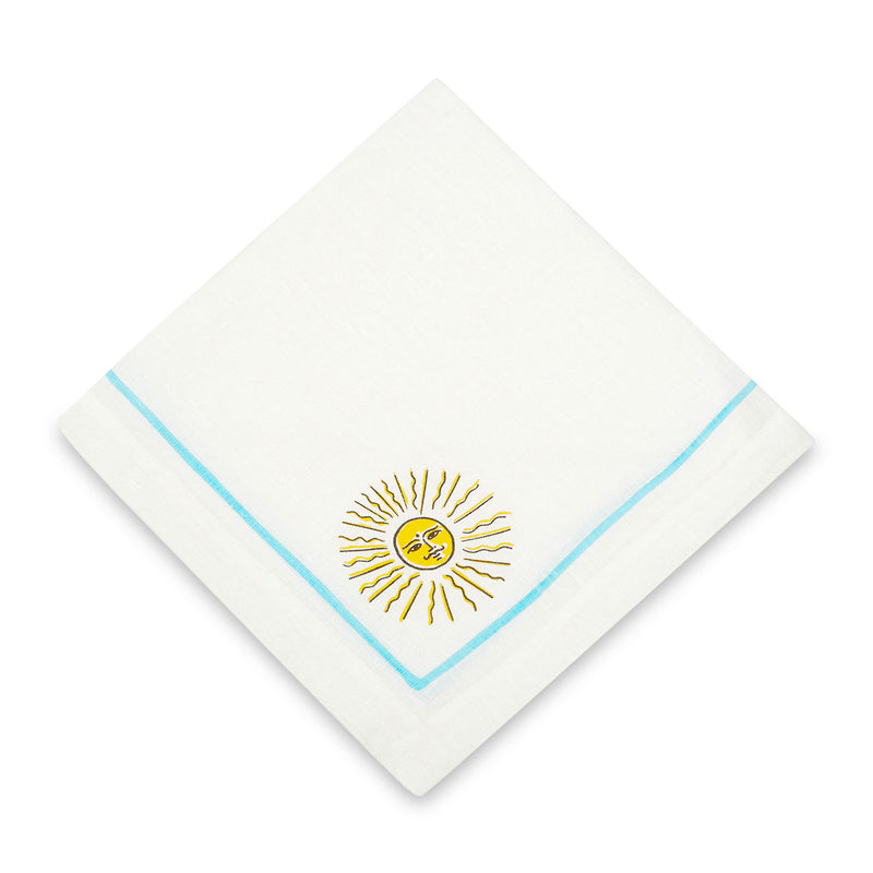 SMIRKING SUN - TURQUOISE TABLE NAPKIN SET OF 4