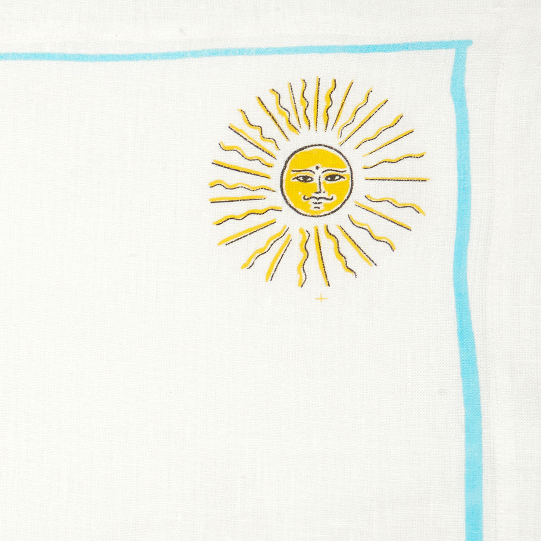 SMIRKING SUN - TURQUOISE TABLE NAPKIN SET OF 4