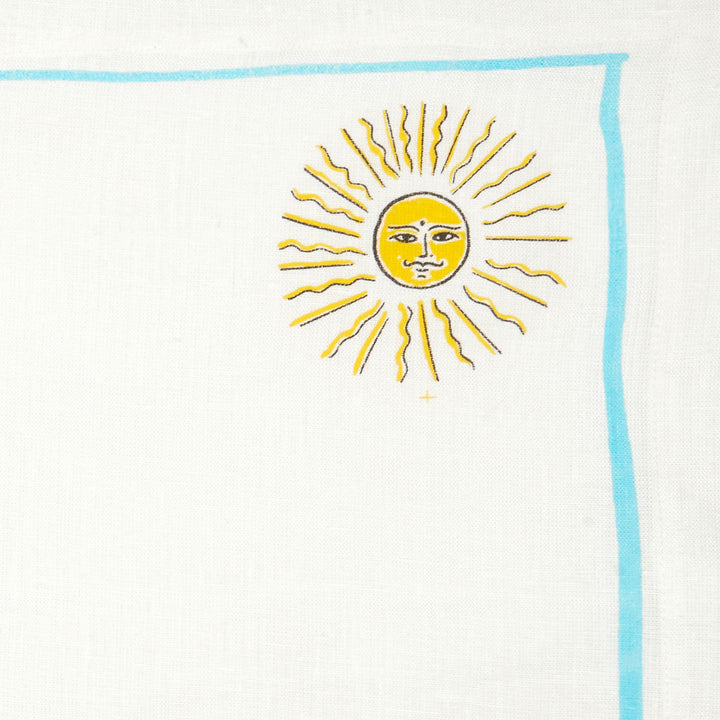 SMIRKING SUN - TURQUOISE TABLE NAPKIN SET OF 4