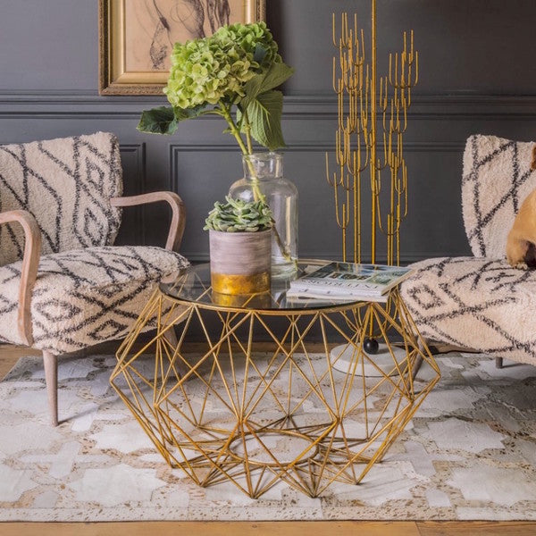 Diamond Wire Gold tone Metal Coffee Table Ikka Dukka The Eclectic