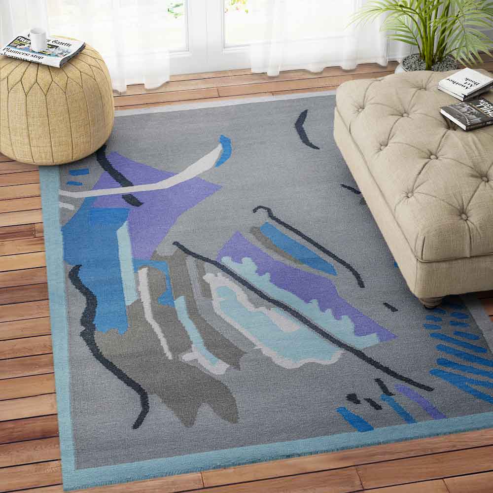 MULTICOLOR GREY KILIM HAND WOVEN DHURRIE