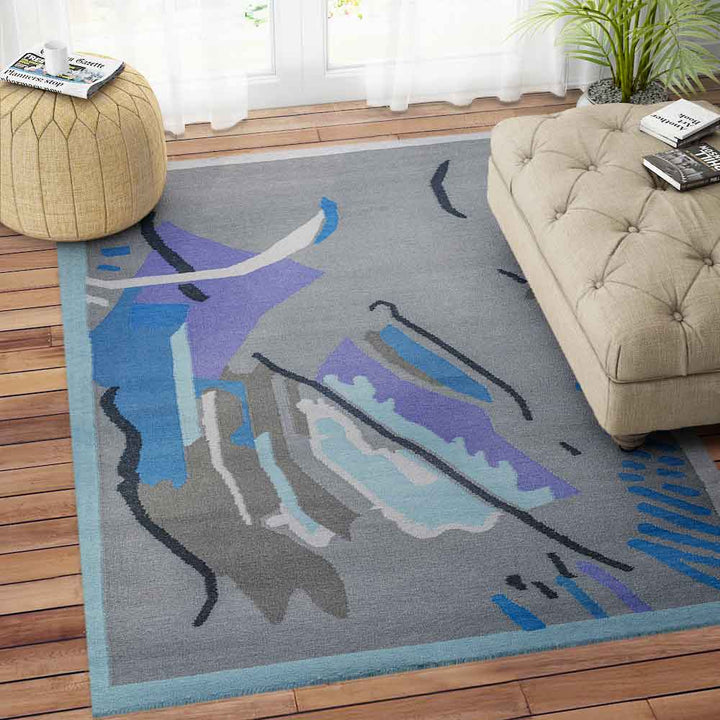 MULTICOLOR GREY KILIM HAND WOVEN DHURRIE