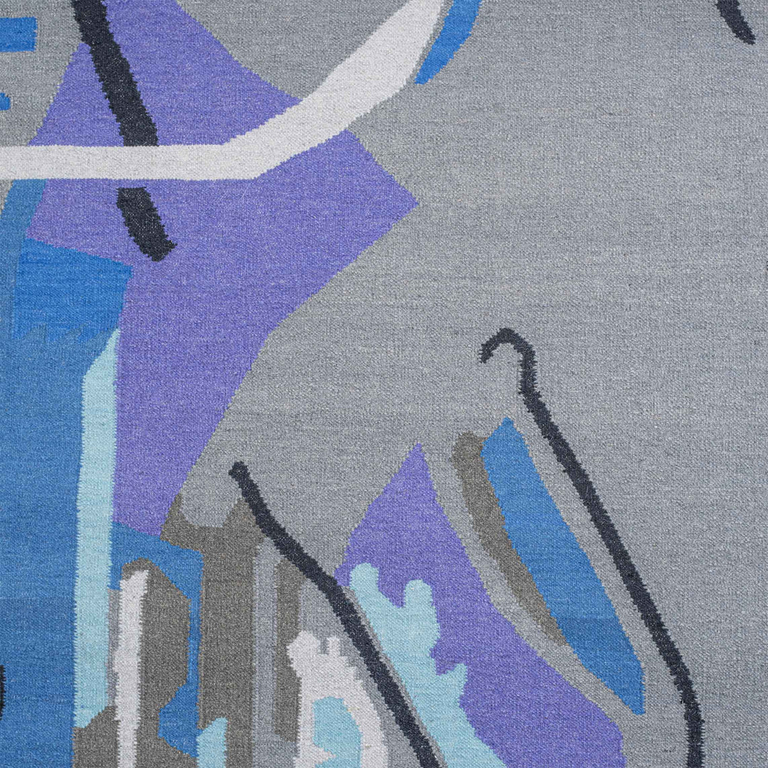 MULTICOLOR GREY KILIM HAND WOVEN DHURRIE