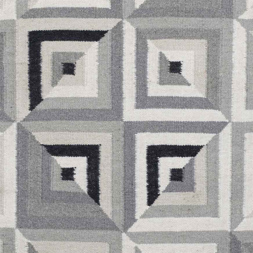 CHARCOAL AZTEC KILIM HAND WOVEN DHURRIE