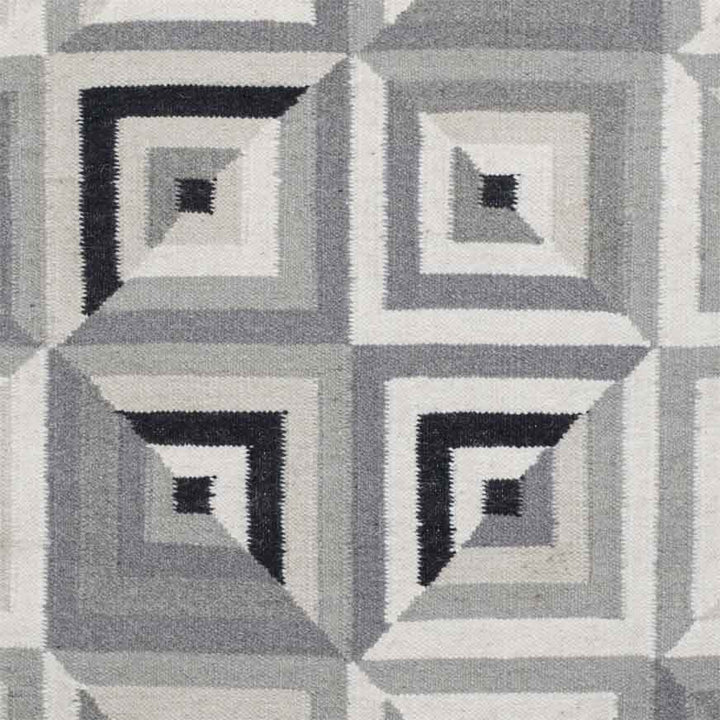 CHARCOAL AZTEC KILIM HAND WOVEN DHURRIE