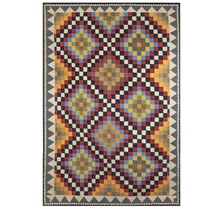 MULTICOLOR PIXEL KILIM HAND WOVEN DHURRIE