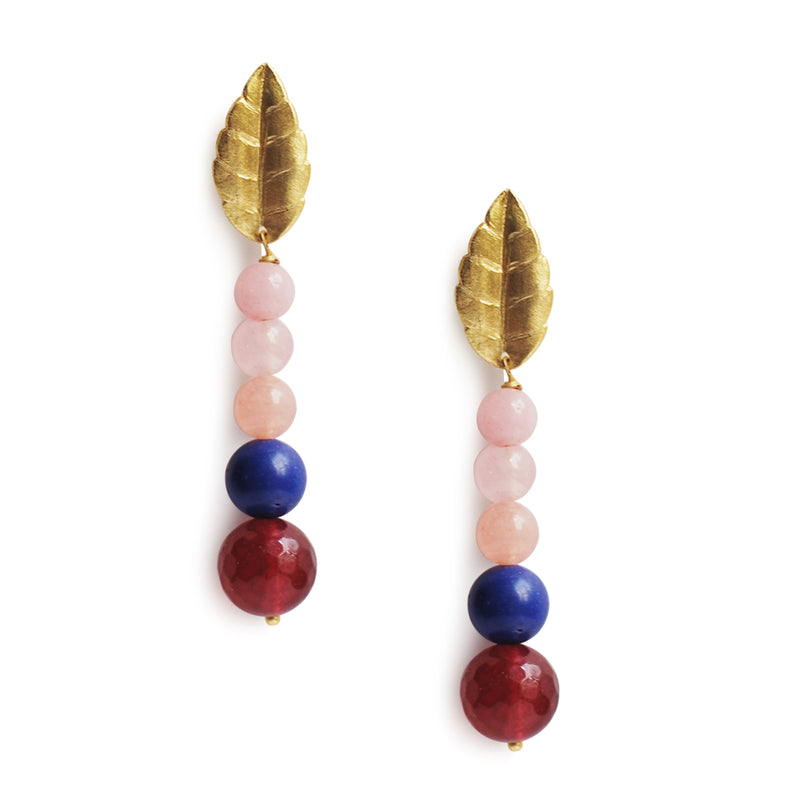 Alizeh - The Wind, Mixed Roze Quartz & Chalcedony Earrings