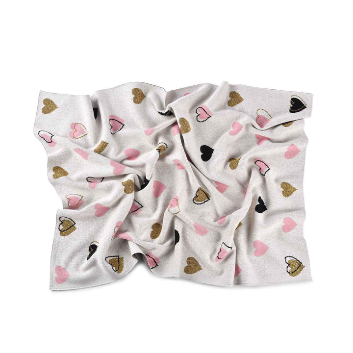 Golden Heart Baby Blanket - White