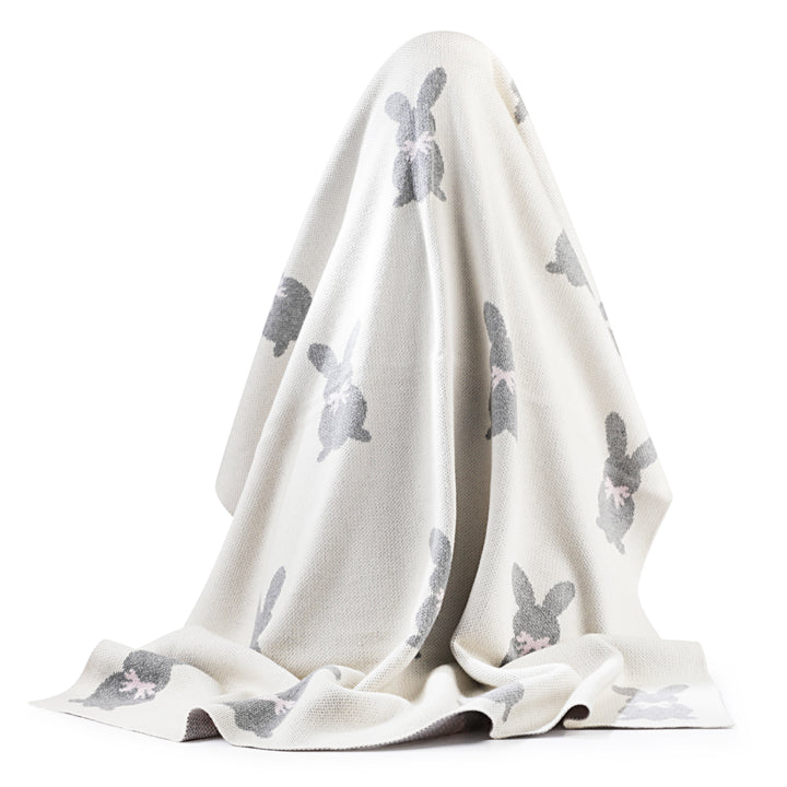 Baby Blanket | Fine Knitted | Bunny Patterned