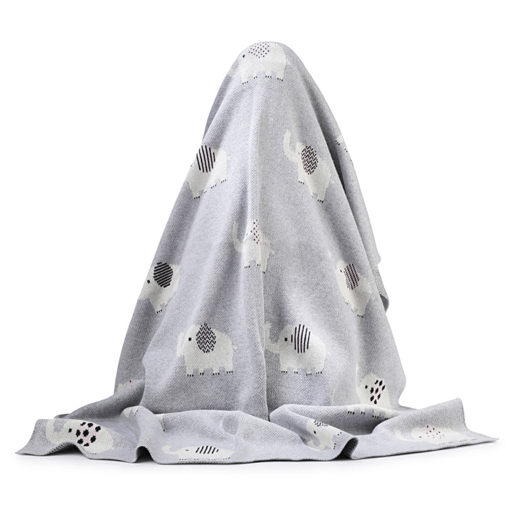 Baby Blanket | Fine Knitted | Elephant Patterned