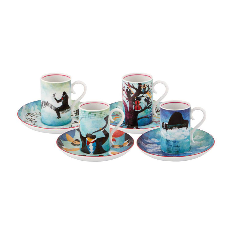 FUR BEETH - Set 4 Coffee Cups and Saucers