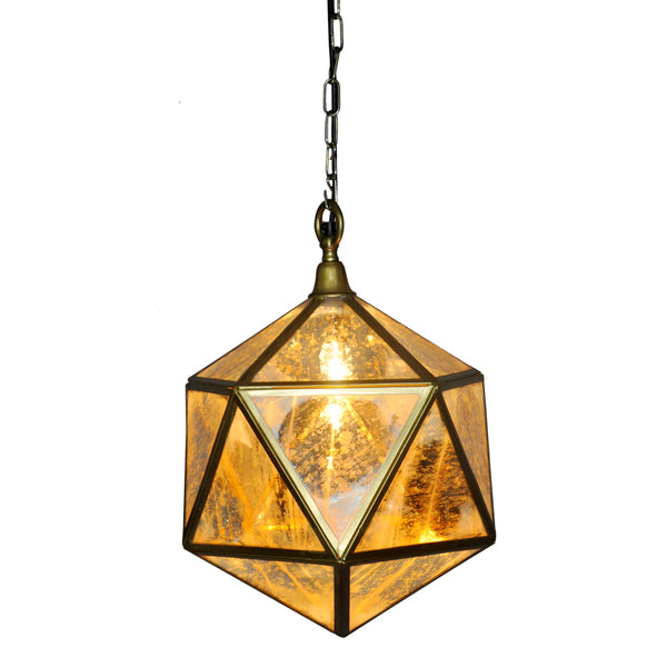 Mercury Glass Aged Prism Pendant Light