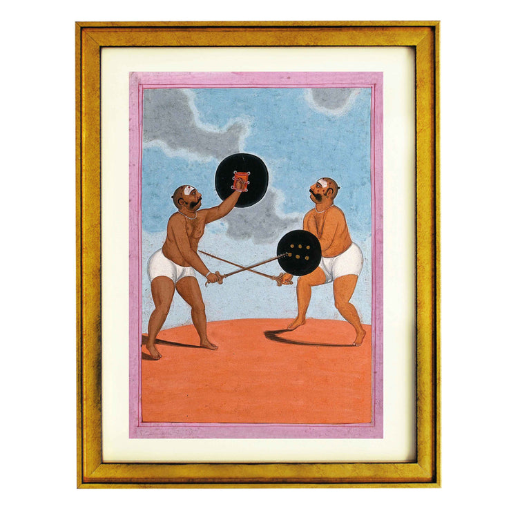A pair of Indian wrestlers art print