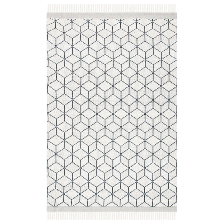 IVORY AND BLACK KILIM HAND WOVEN DHURRIE