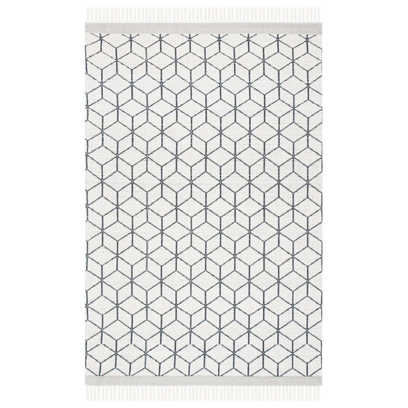 IVORY AND BLACK KILIM HAND WOVEN DHURRIE