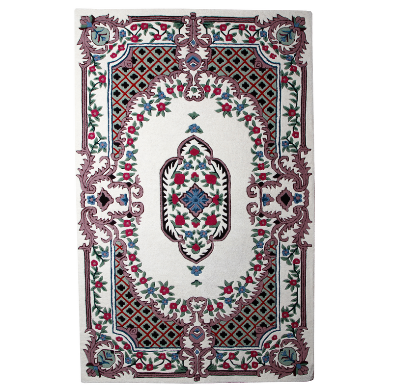 IVORY MULTICOLOR MEDALLION HAND TUFTED CARPET
