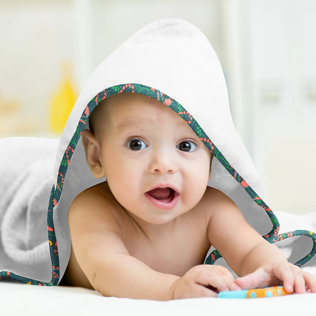 Organic Tropical Print Hooded Towel Set