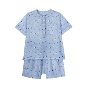 Organic Pajama Shorts Set-Blue Dot