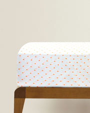 Organic Fitted Single Sheet-Neon Orange Dots