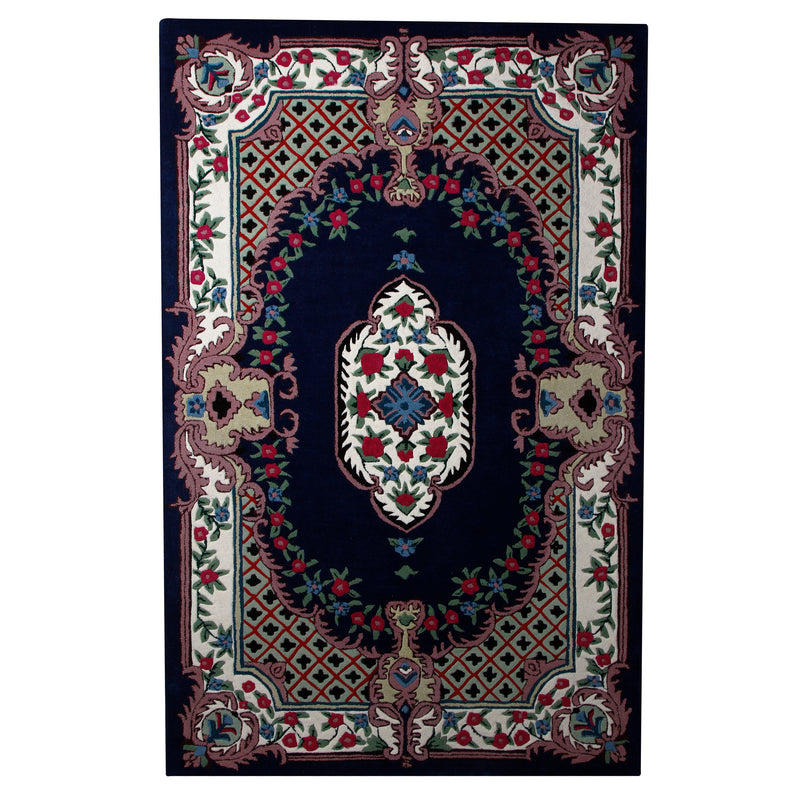 BLUE MULTICOLOR MEDALLION HAND TUFTED CARPET