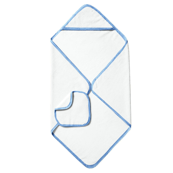 Organic Blue Checks Hooded Towel Set