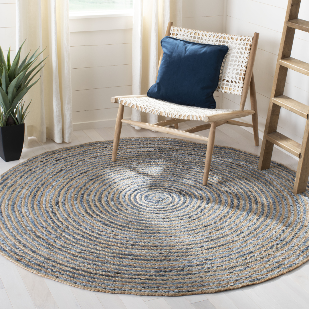 GREY CHINDI AND JUTE ROUND DHURRIE