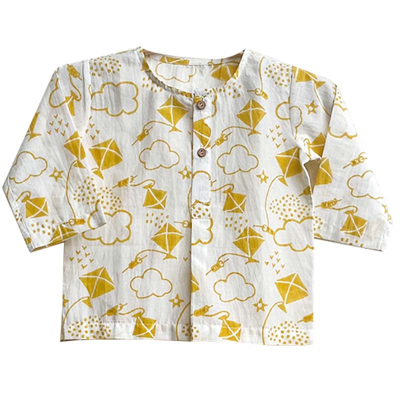 UNISEX ORGANIC PATANG KURTA WITH YELLOW PANTS