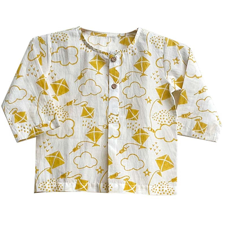 UNISEX ORGANIC PATANG KURTA WITH YELLOW PANTS