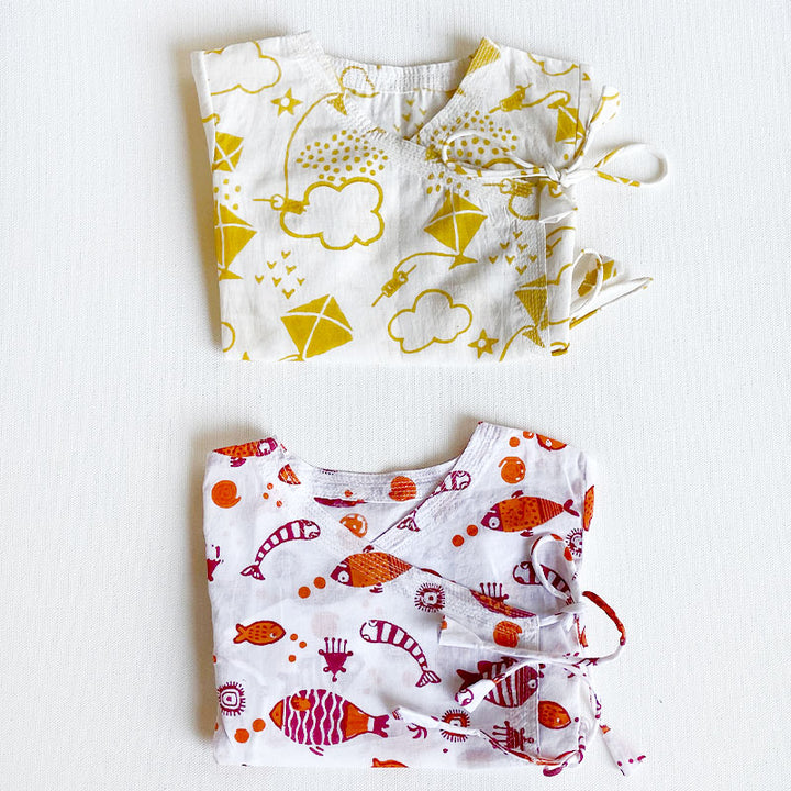 UNISEX ORGANIC NEWBORN BAG - PATANG + KOI RED ANGRAKHA