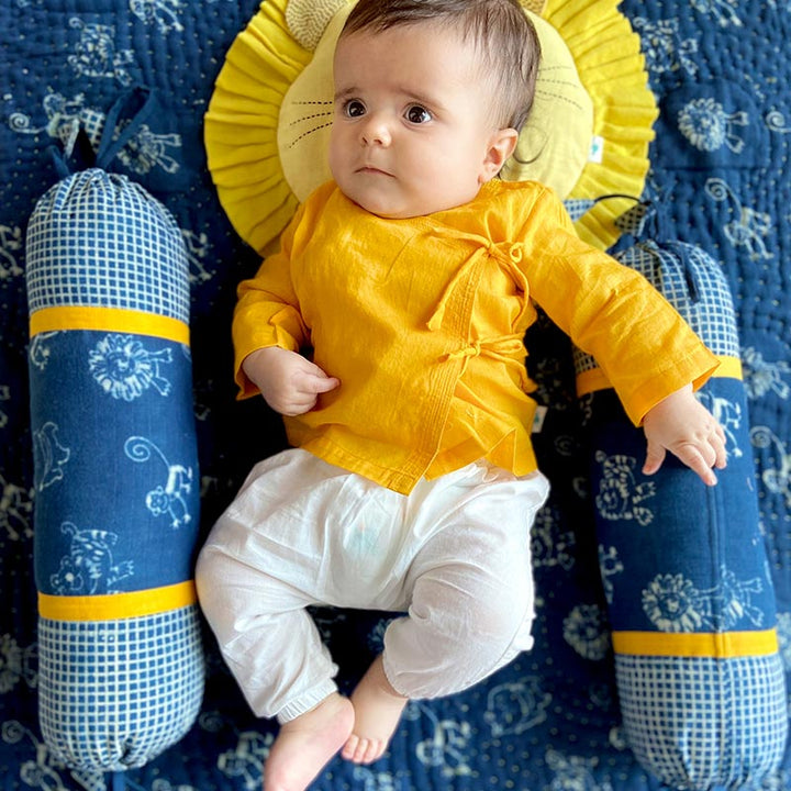 UNISEX ORGANIC YELLOW ANGRAKHA + WHITE PANTS