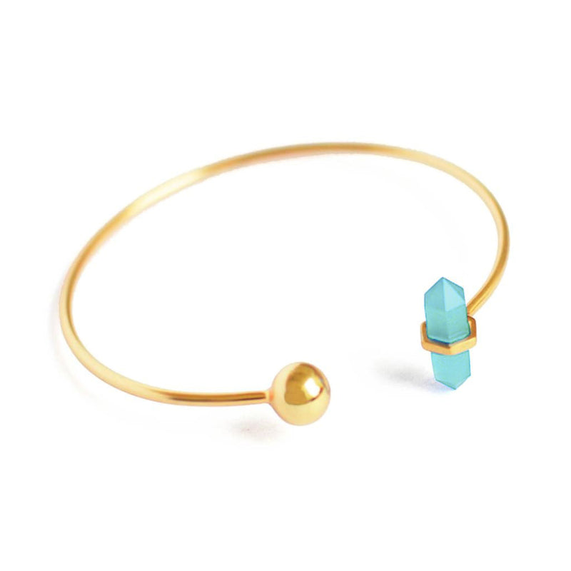 BLUE CHALCEDONY STONE STACKABLE CUFF