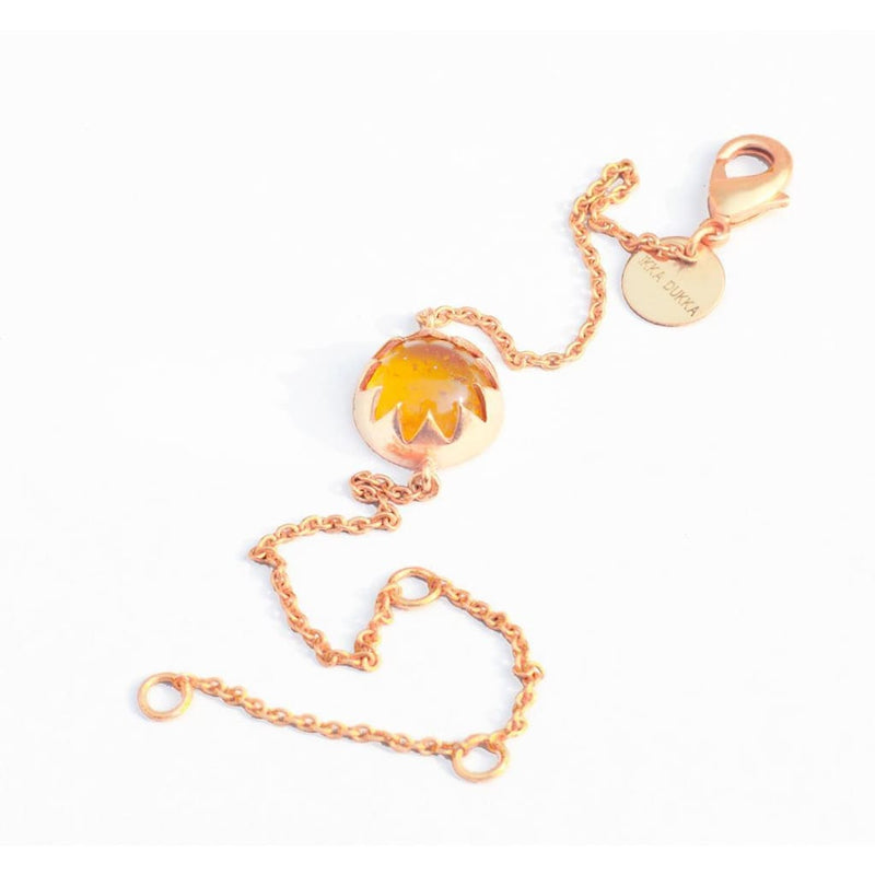 CABOCHON CUT CULTURED AMBER STONE BRACELET