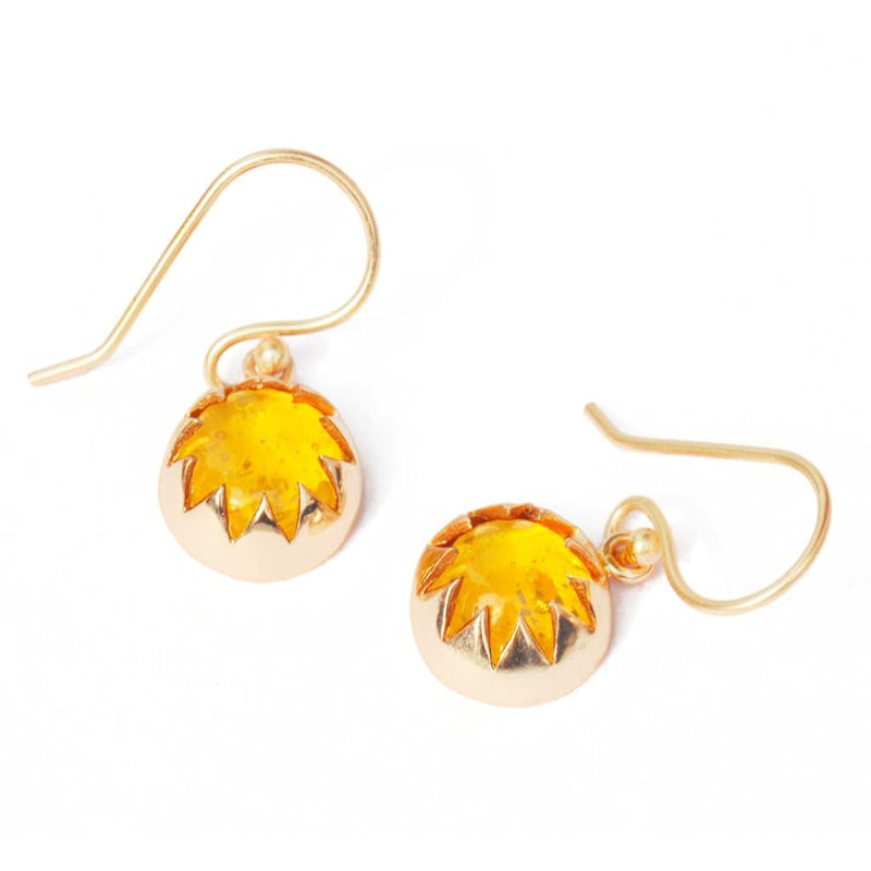 CULTURED AMBER CABOCHON DANGLE EARRINGS