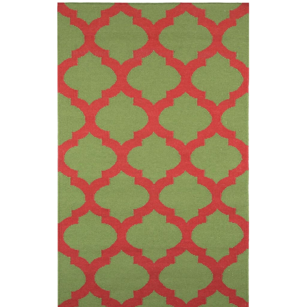 Green Red Trellis Rug