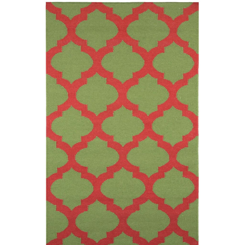 Green Red Trellis Rug