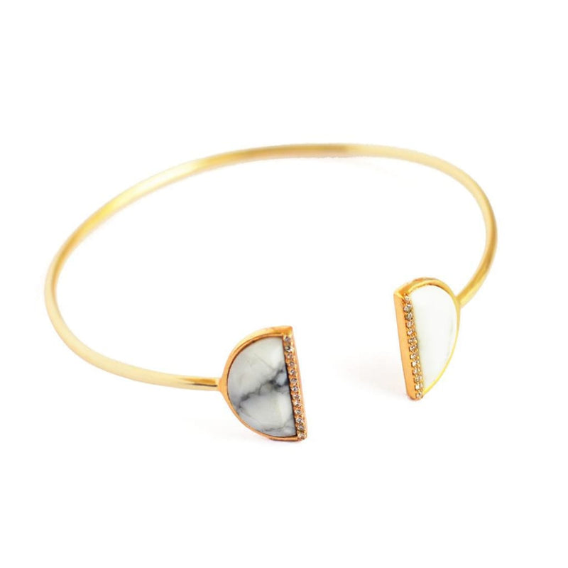 HOWLITE HALF MOON STONE STACKABLE CUFF