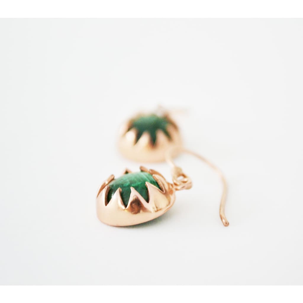 MALACHITE CABOCHON DANGLE EARRINGS