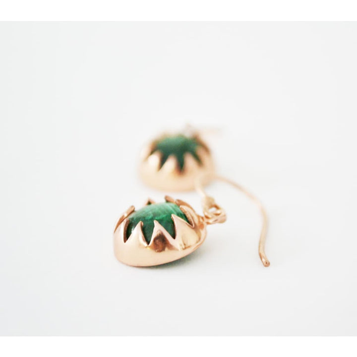 MALACHITE CABOCHON DANGLE EARRINGS