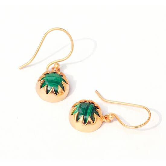 MALACHITE CABOCHON DANGLE EARRINGS