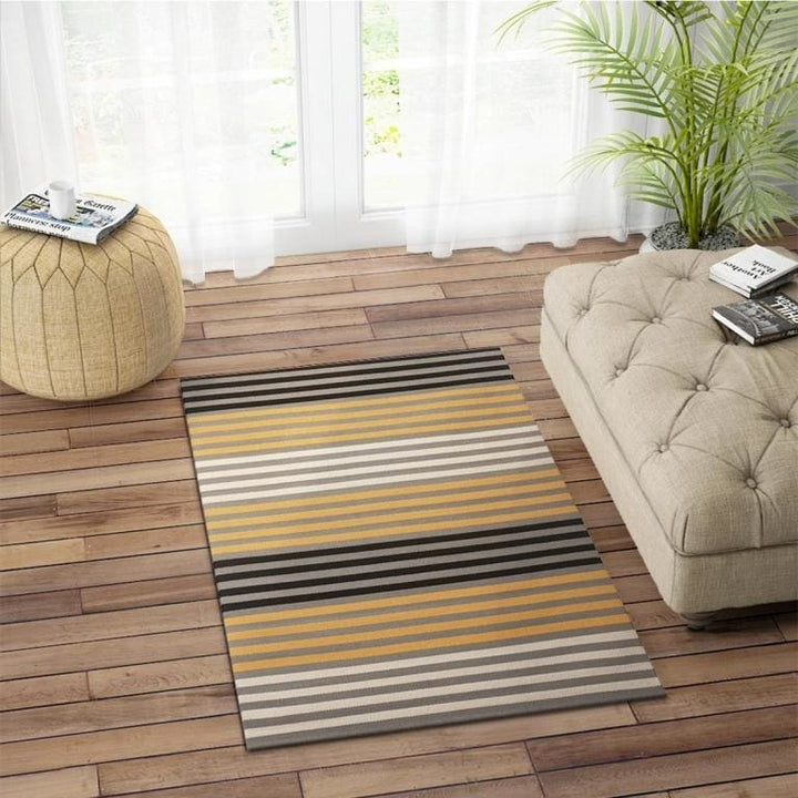 YELLOW STRIPES COTTON DHURRIE