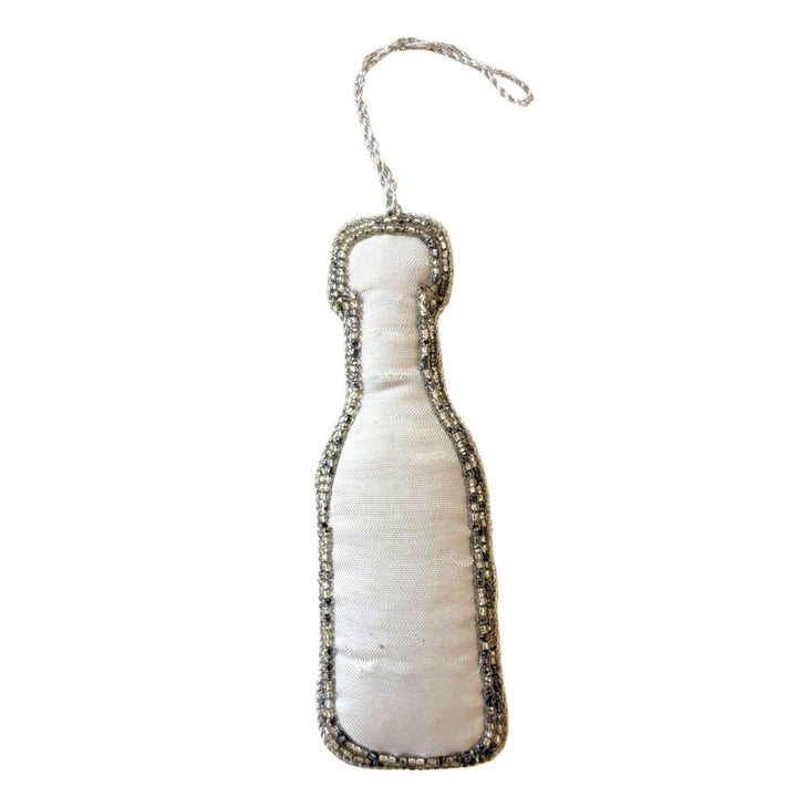 Handmade Champagne Bottle Embroidered Ornament