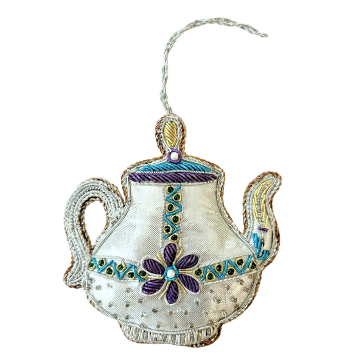 Handmade Nautical Anchor Teapot Embroidered Ornament