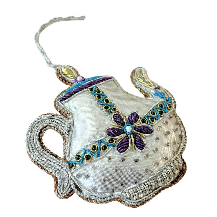 Handmade Nautical Anchor Teapot Embroidered Ornament
