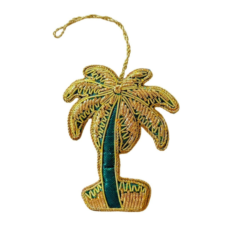 Handmade Tropical Palm Tree Embroidered Ornament
