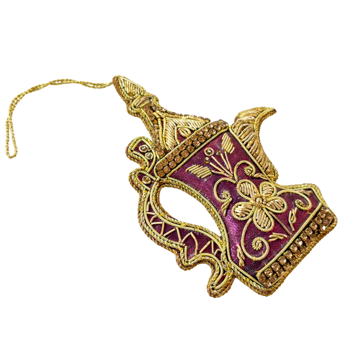 Handmade Regal Maharaja Teapot Embroidered Ornament