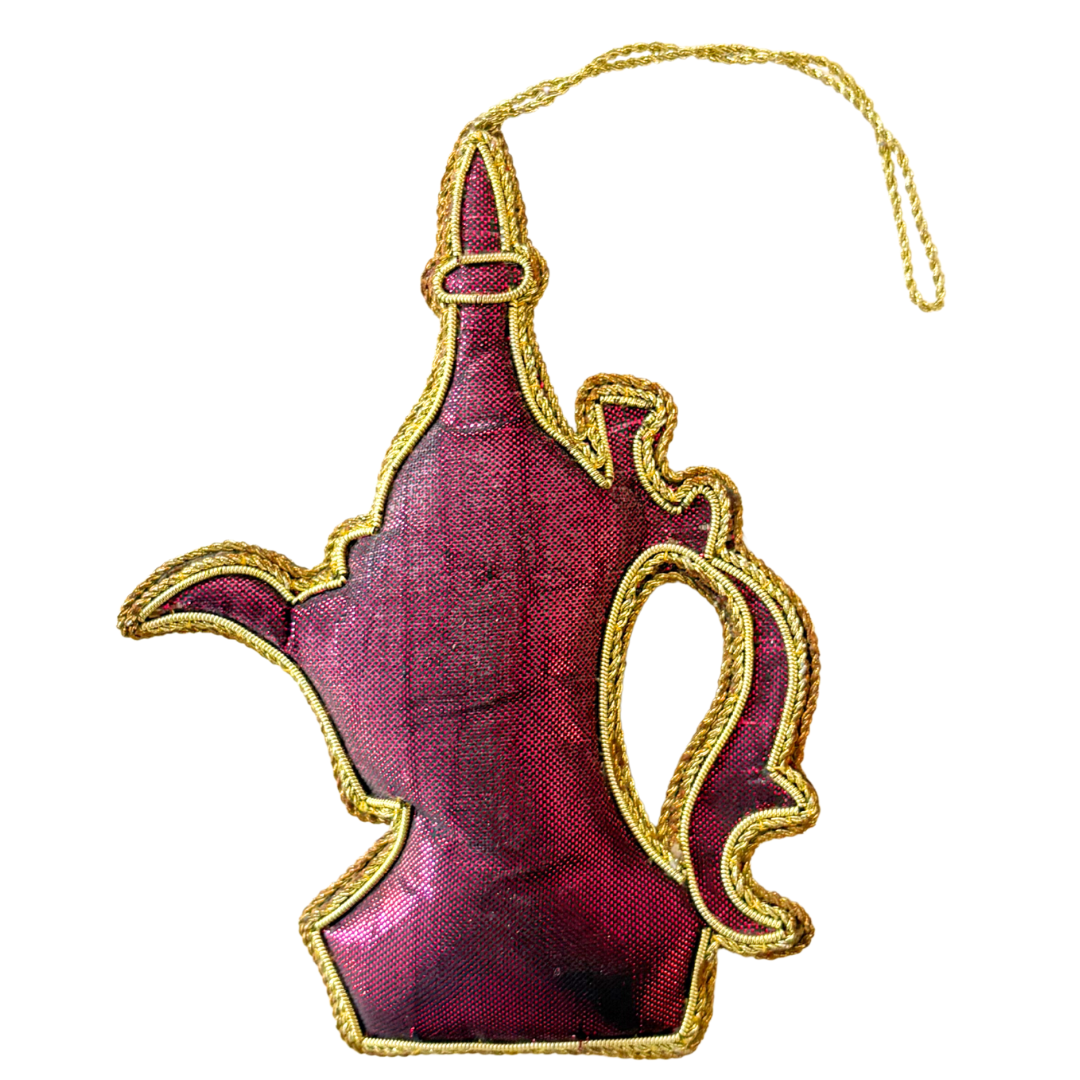 Handmade Regal Maharaja Teapot Embroidered Ornament