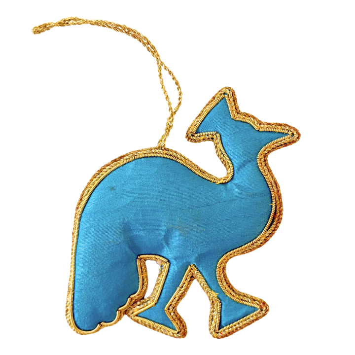 Handmade Golden Bird Embroidered Ornament