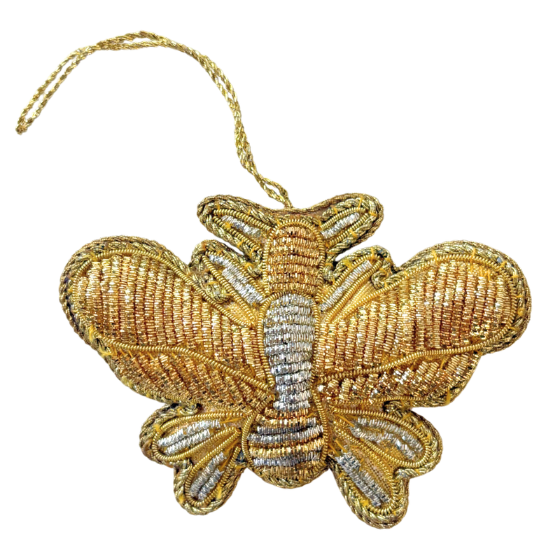 Handmade Golden Filigree Butterfly Embroidered Ornament