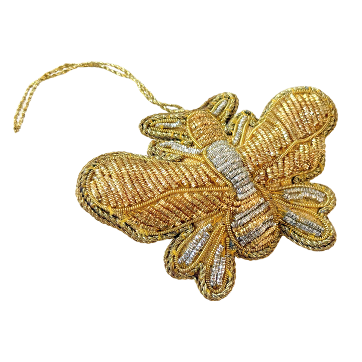 Handmade Golden Filigree Butterfly Embroidered Ornament